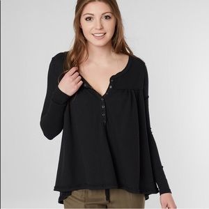 Free People Black Long Sleeve Top